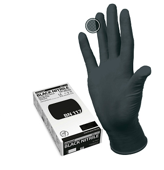 Перчатки MANUAL BN117 нестерильные нитриловые Черные - S