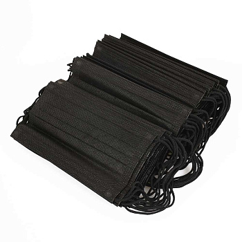 Маски одноразовые 3-х слойные, Черные, 50шт 1-TOUCH