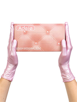 Adele Перчатки Нитриловые неопудренные Розовый Перламутр размер S 100шт