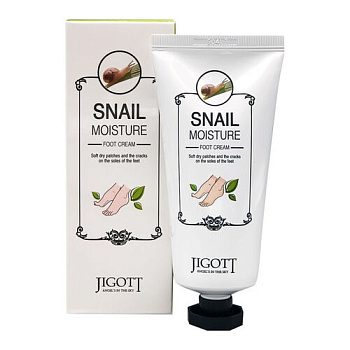 Jigott Крем для ног с экстрактом слизи улитки - Moisture foot cream, 100мл