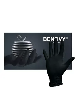Перчатки Нитриловые BENOVY Черные L 100шт