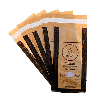 MAKnails Крафт-пакеты для стерилизации инструментов с индикатором 75*150, 100шт. ПРОЗРАЧНЫЕ