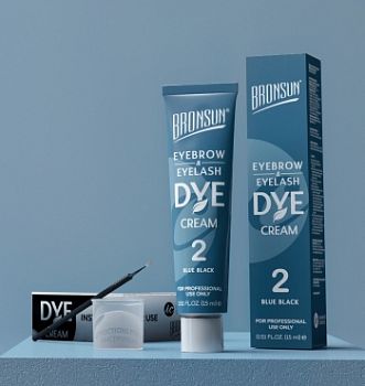 Bronsun Крем-краска для бровей и ресниц, цвет иссиня-черный #2, 15 мл